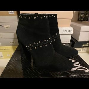 Black Suede Studded Booties